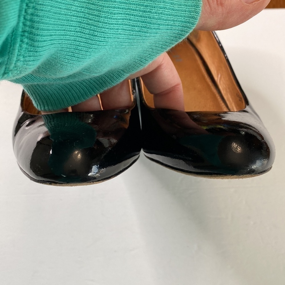 Coach patent leather wedge heels Sz 9 nine black - Picture 3 of 11